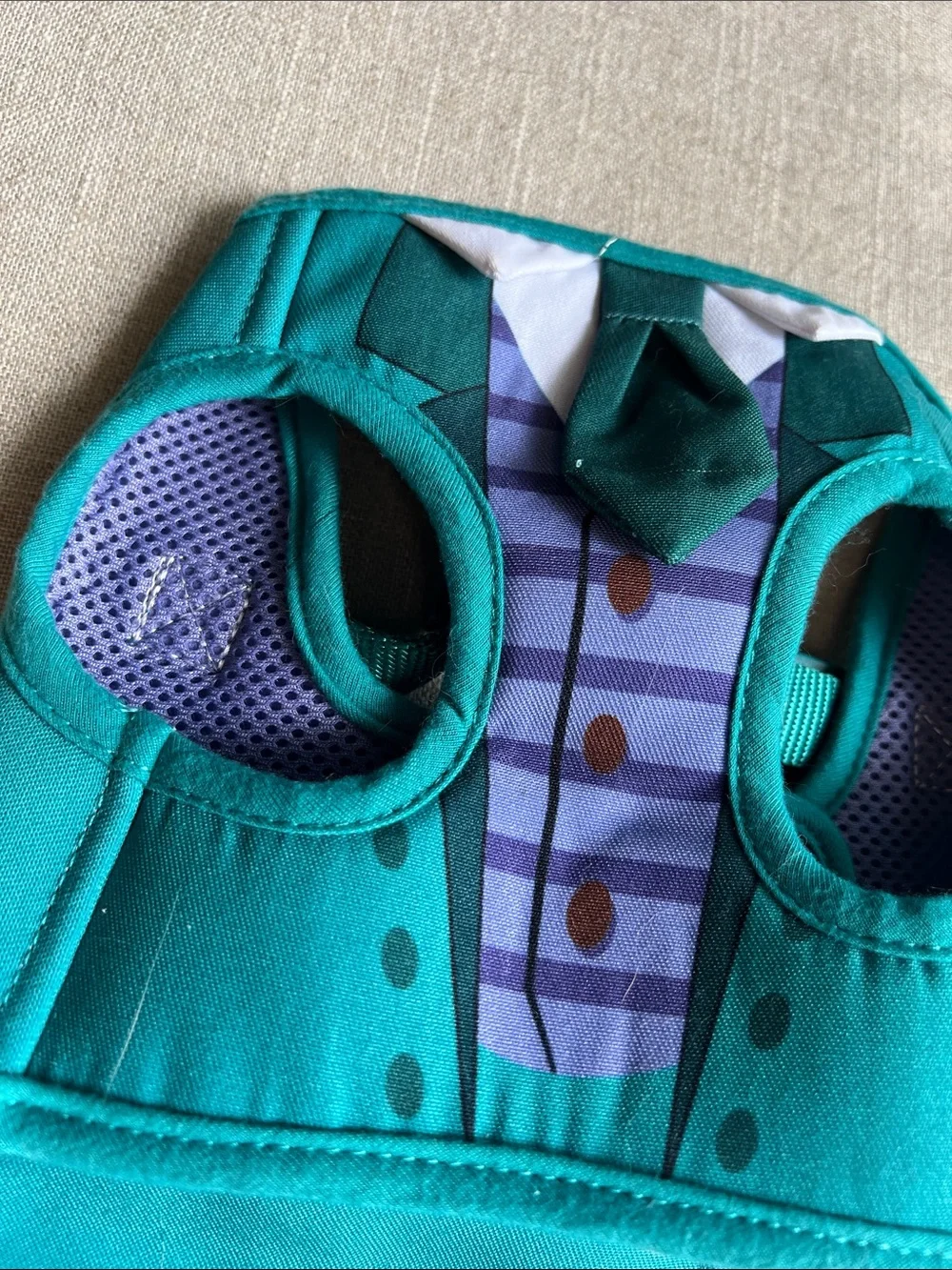 Disney Tails Haunted Mansion Cast Costume Teal & Purple Suit Dog Harness Vest